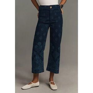Anthropologie The Colette Cropped Wide Leg Jeans Maeve Shu Print 29